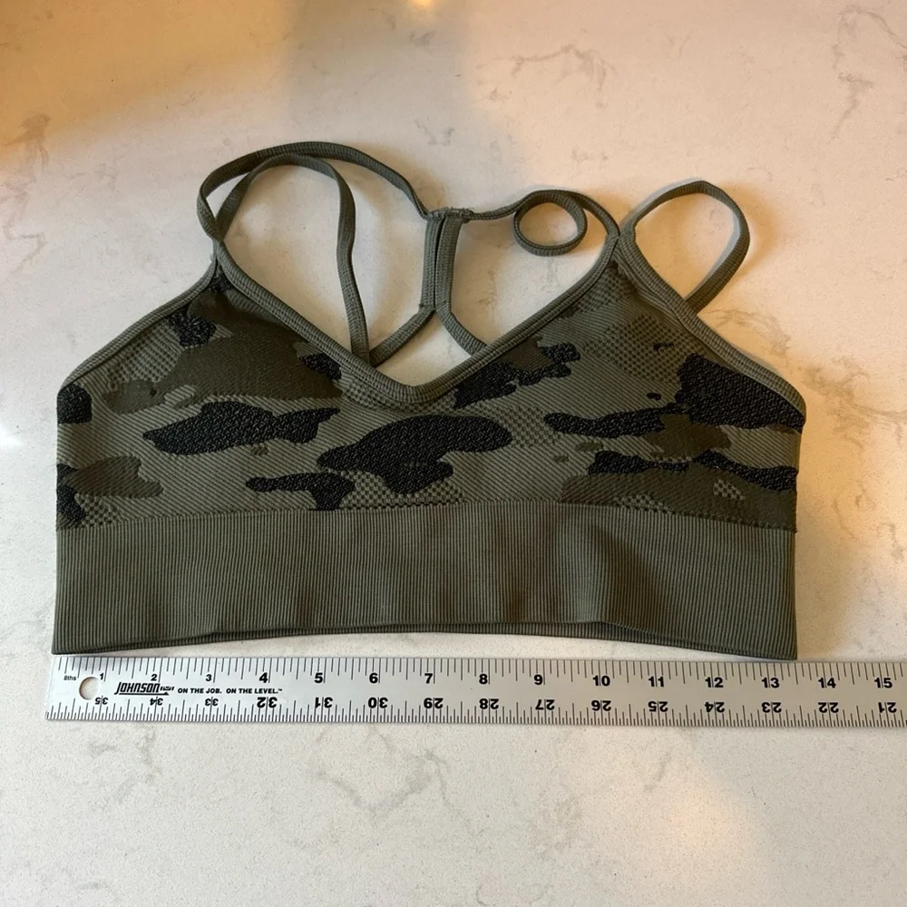Avocado Women's M/L Olive Night Camo Bra‎ Sports Bra Padded